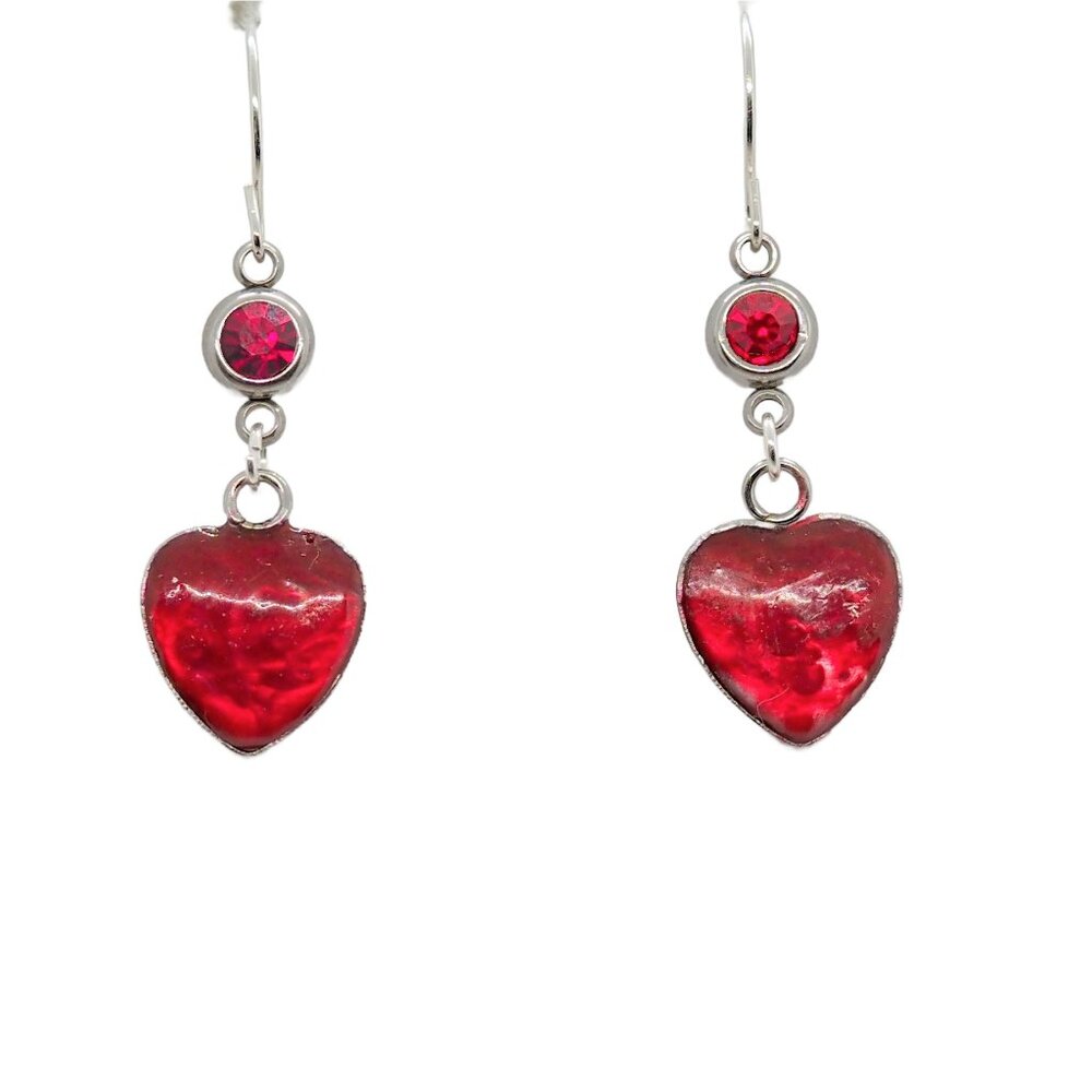 Red Water Heart Earrings